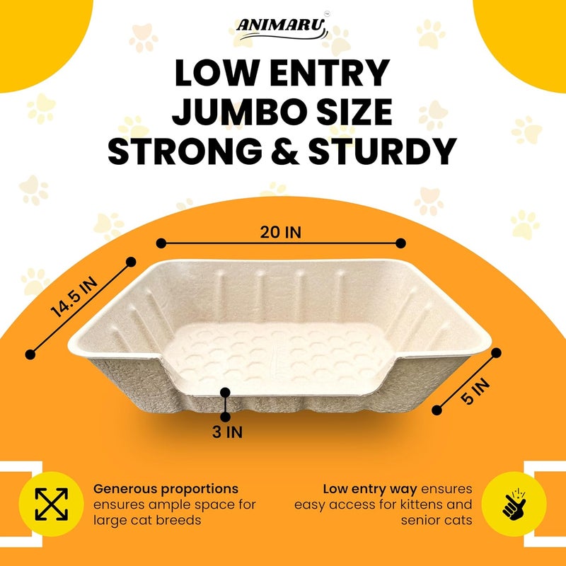 Animaru Disposable Litter Boxes (Jumbo - Low Entry, 4-Pack) - Image 2
